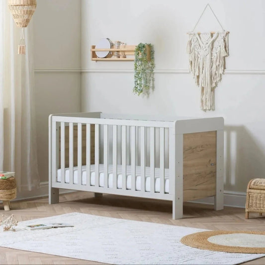 Tutti Bambini Alba Cot Bed - White Sand/Distressed Oak | Luxury Home Accessories | Heulog Glow