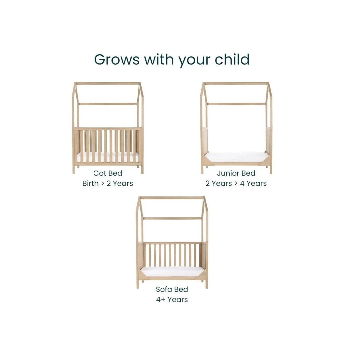 Tutti Bambini Casa 3-in-1 Cot Bed 120x60cm - Harvest Oak | Luxury Home Accessories | Heulog Glow