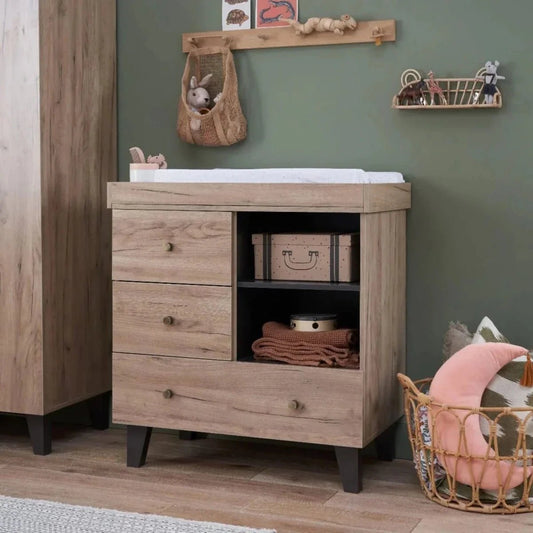 Tutti Bambini Como Chest Changer - Distressed Oak/Slate Grey | Luxury Home Accessories | Heulog Glow