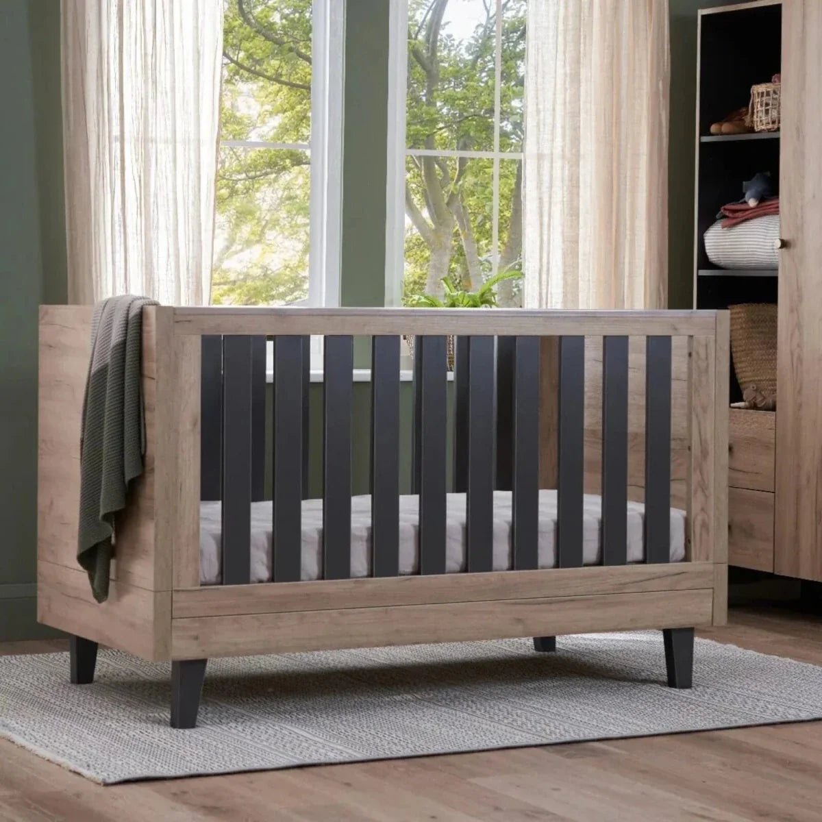 Tutti Bambini Como Cot Bed - Distressed Oak/Slate Grey | Luxury Home Accessories | Heulog Glow