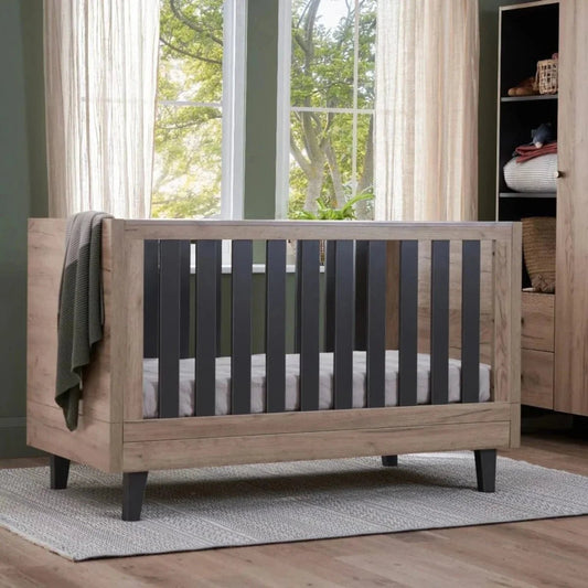 Tutti Bambini Como Cot Bed - Distressed Oak/Slate Grey | Luxury Home Accessories | Heulog Glow