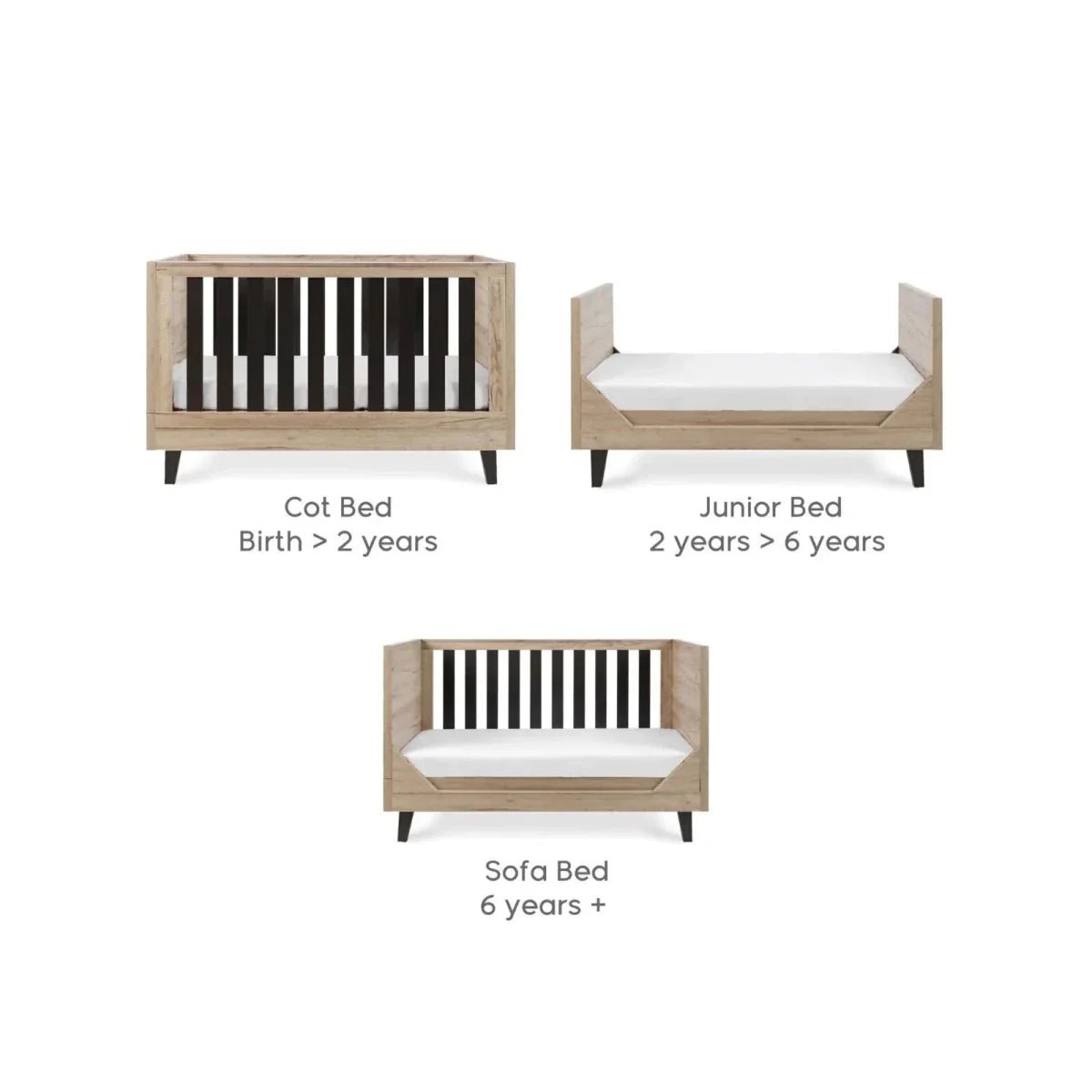 Tutti Bambini Como Cot Bed - Distressed Oak/Slate Grey | Luxury Home Accessories | Heulog Glow