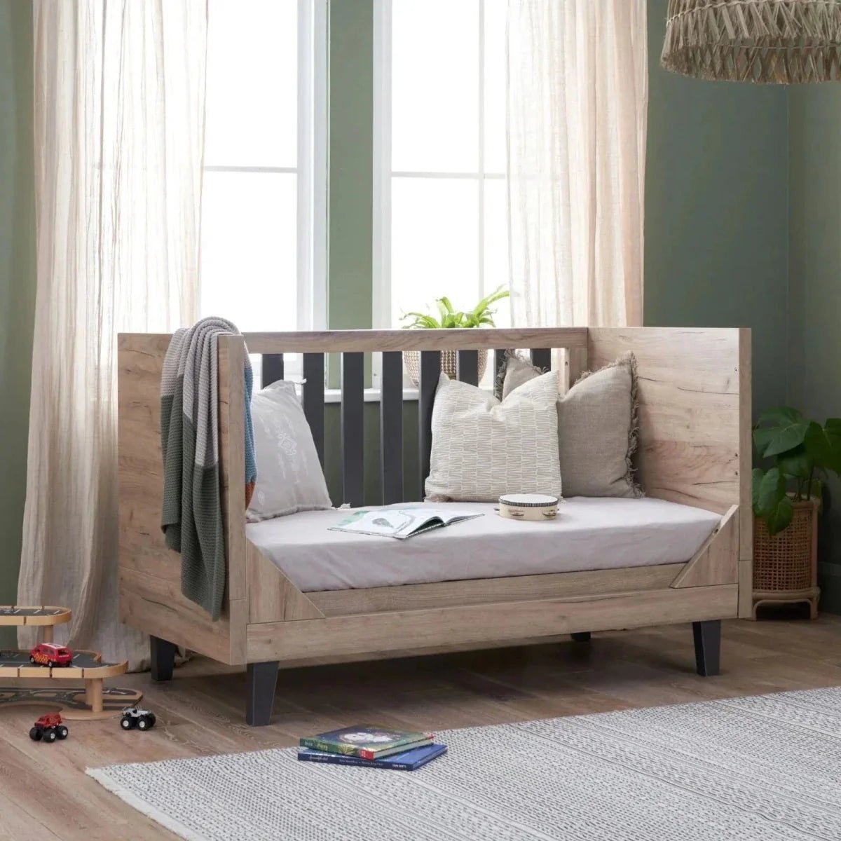 Tutti Bambini Como Cot Bed - Distressed Oak/Slate Grey | Luxury Home Accessories | Heulog Glow