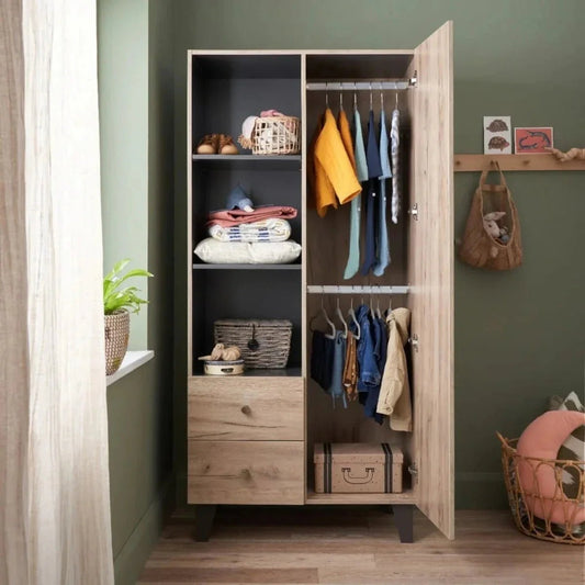 Tutti Bambini Como Wardrobe - Distressed Oak/Slate Grey | Luxury Home Accessories | Heulog Glow