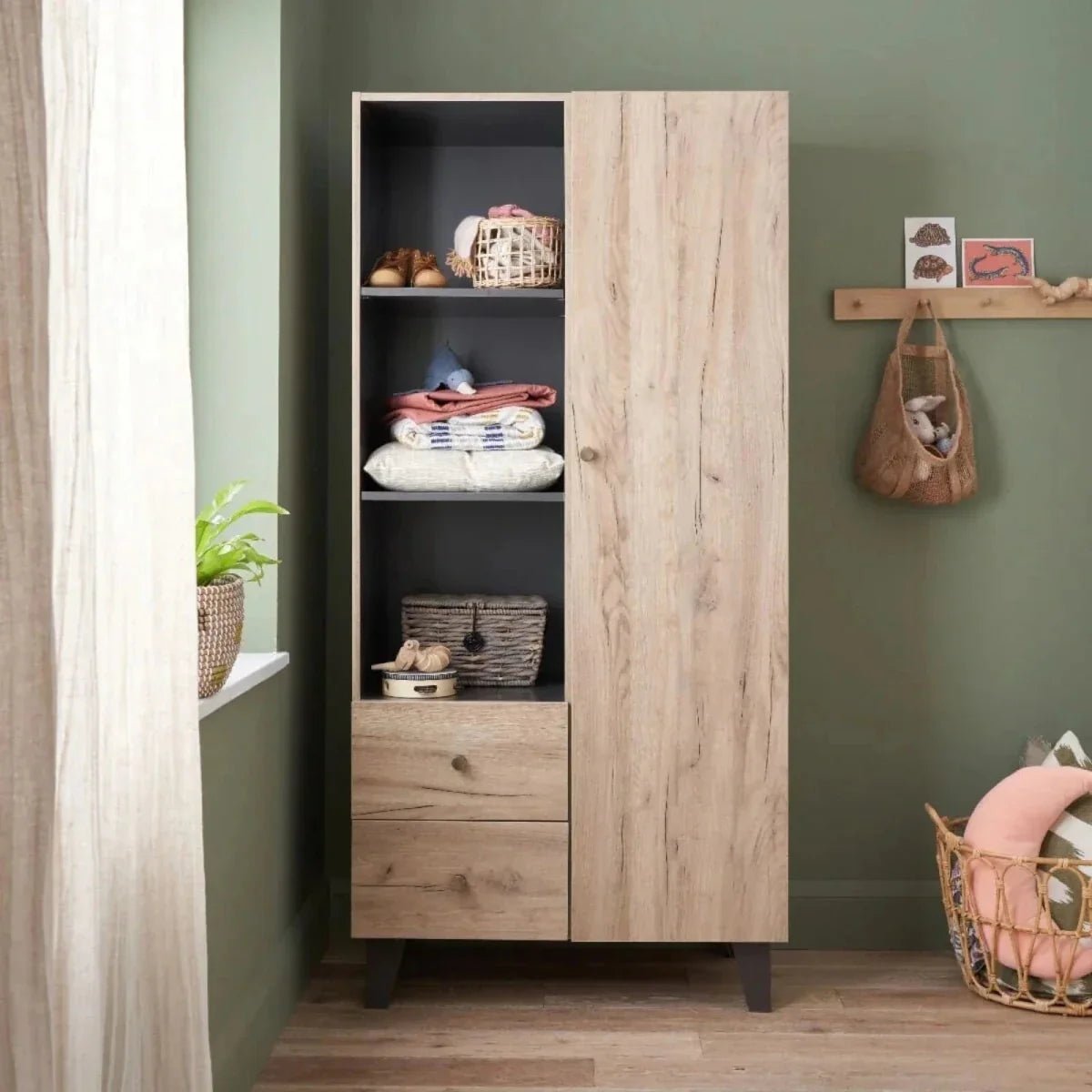 Tutti Bambini Como Wardrobe - Distressed Oak/Slate Grey | Luxury Home Accessories | Heulog Glow