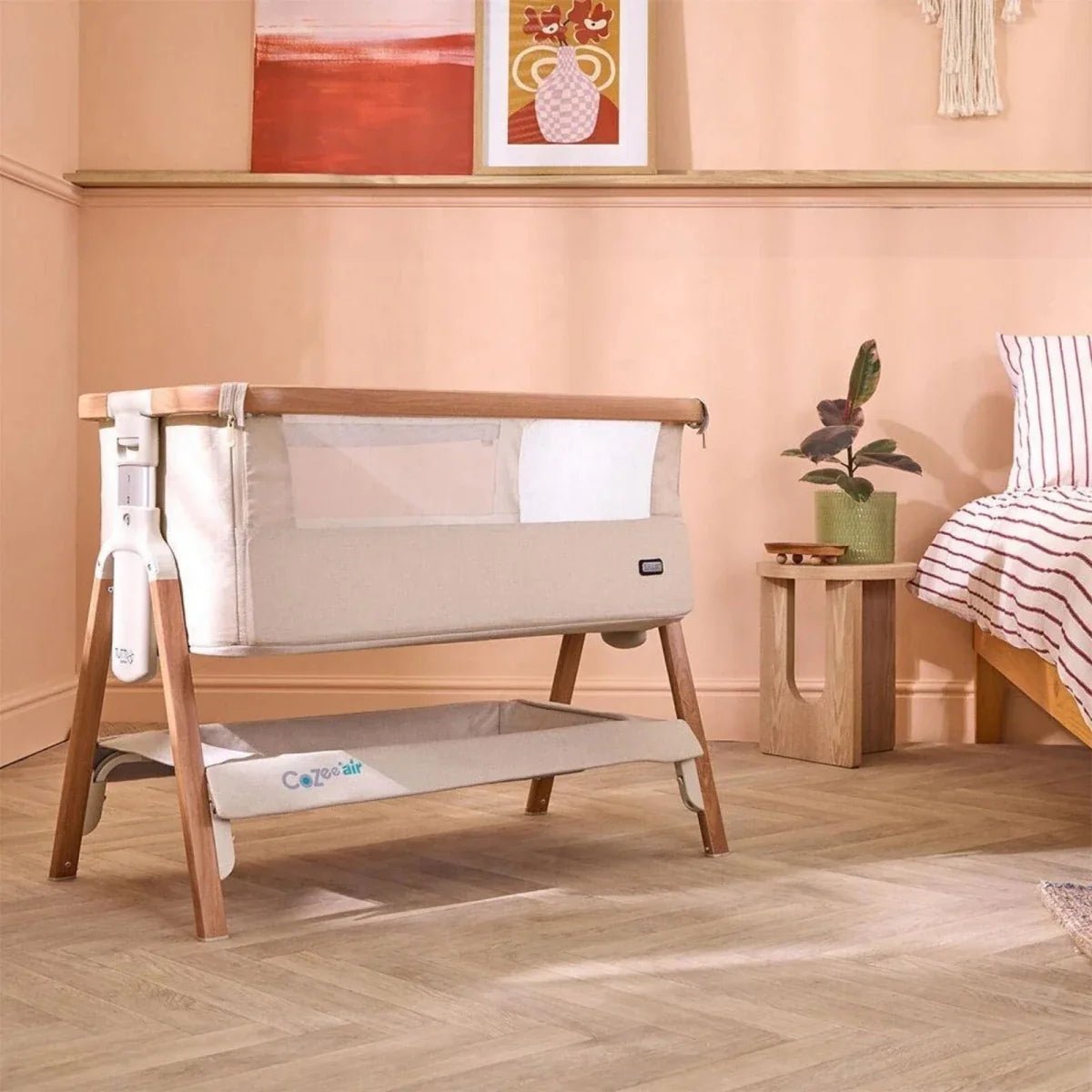 Tutti Bambini CoZee Air Bedside Crib - Scandinavian Walnut/Ecru | Luxury Home Accessories | Heulog Glow