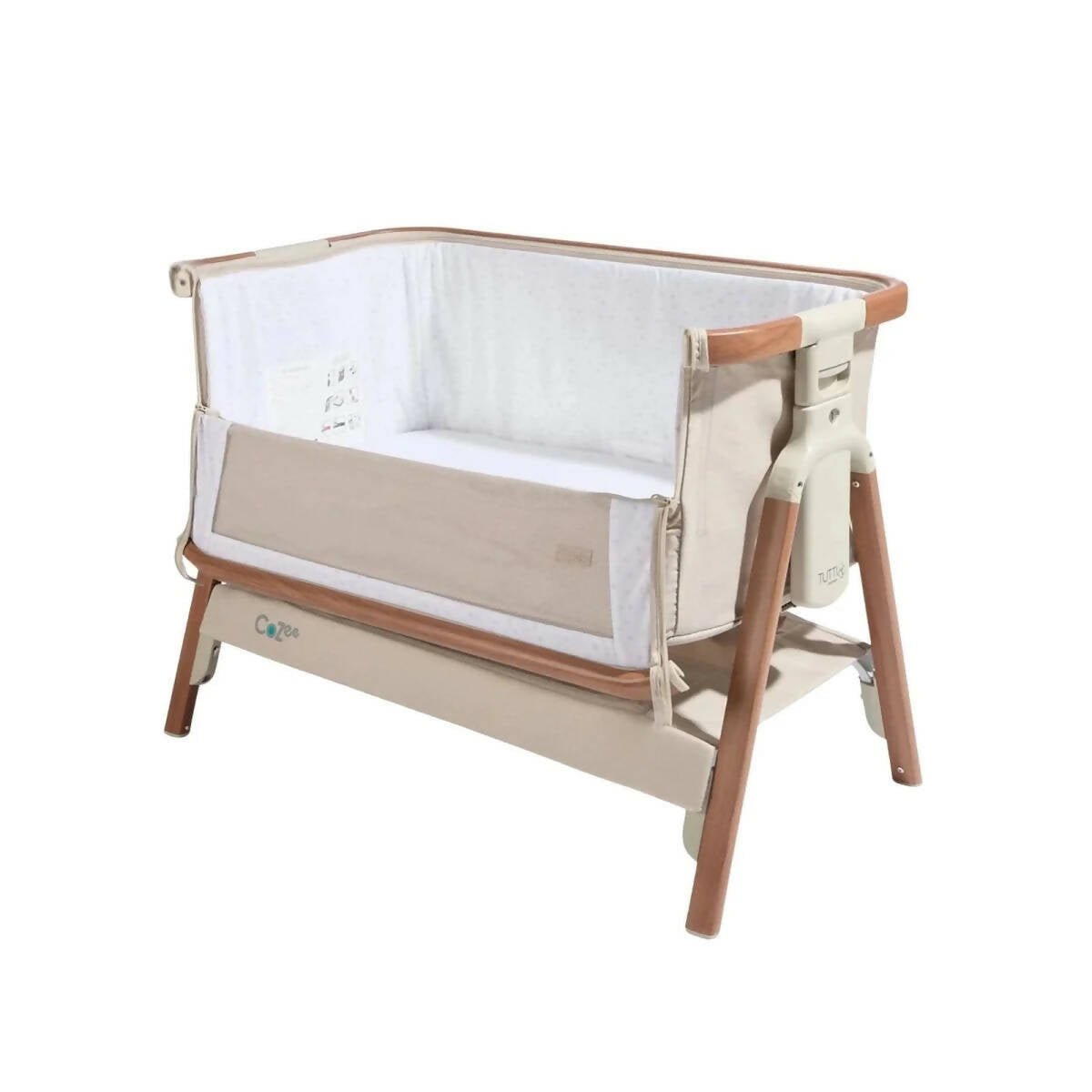 Tutti Bambini Cozee Bedside Crib - Scandinavian Walnut/Ecru | Luxury Home Accessories | Heulog Glow