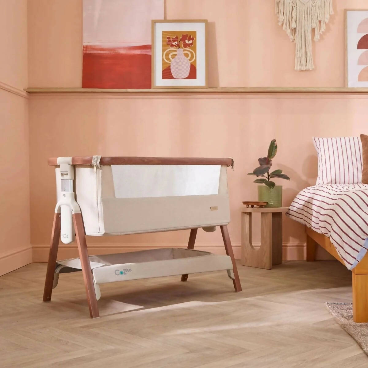 Tutti Bambini Cozee Bedside Crib - Scandinavian Walnut/Ecru | Luxury Home Accessories | Heulog Glow