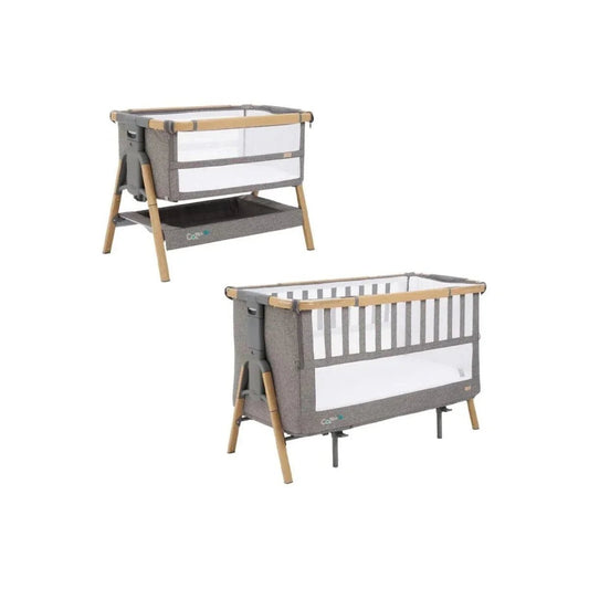 Tutti Bambini Cozee XL Bedside Crib & Cot - Oak/Charcoal | Luxury Home Accessories | Heulog Glow
