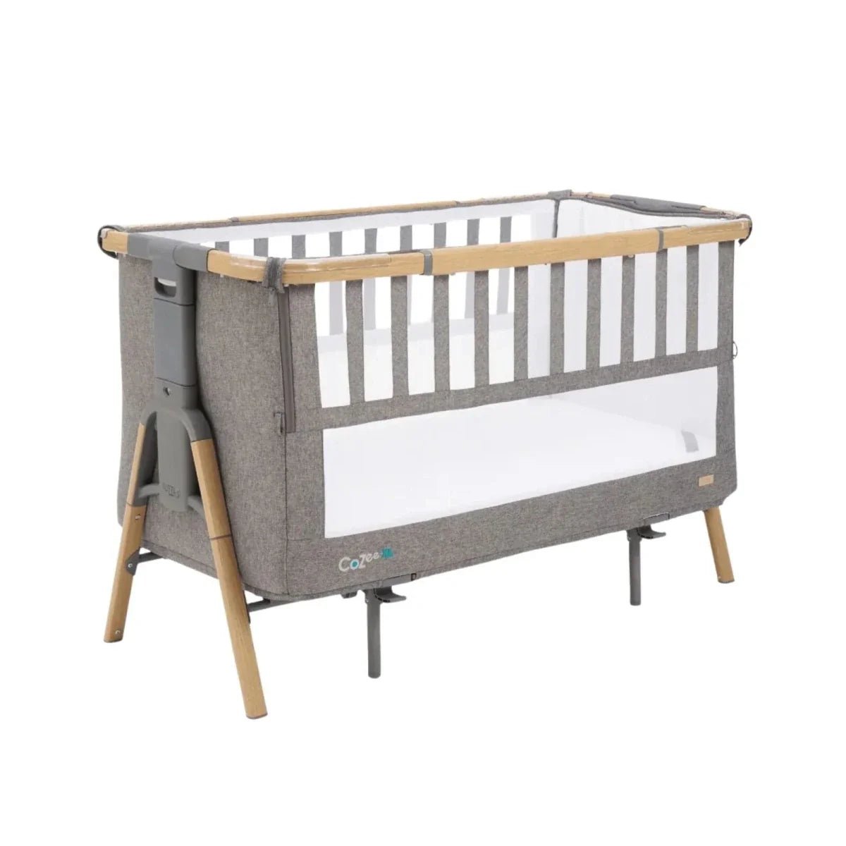 Tutti Bambini Cozee XL Bedside Crib & Cot - Oak/Charcoal | Luxury Home Accessories | Heulog Glow