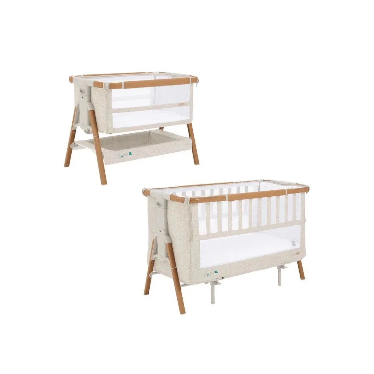 Tutti Bambini CoZee XL Bedside Crib & Cot - Scandinavian Walnut/Ecru | Luxury Home Accessories | Heulog Glow