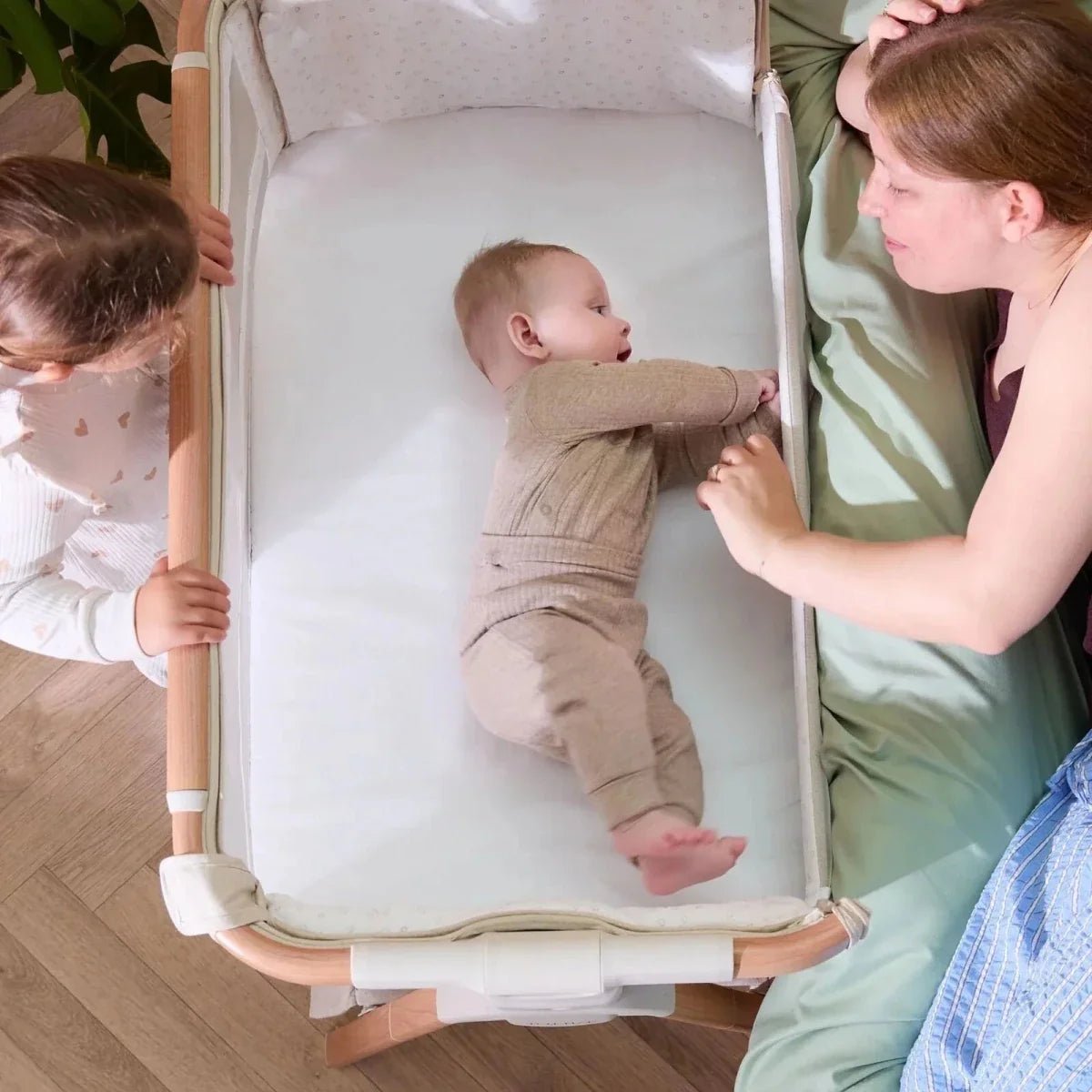 Tutti Bambini CoZee XL Bedside Crib & Cot - Scandinavian Walnut/Ecru | Luxury Home Accessories | Heulog Glow