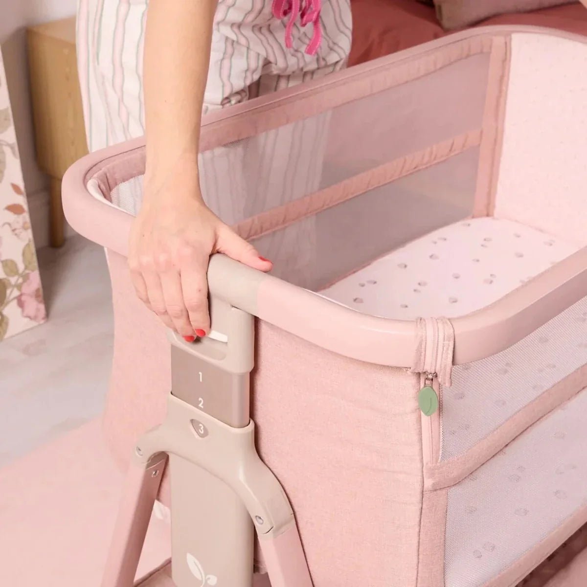 Tutti Bambini CoZee Zen Bedside Crib - Blush | Luxury Home Accessories | Heulog Glow