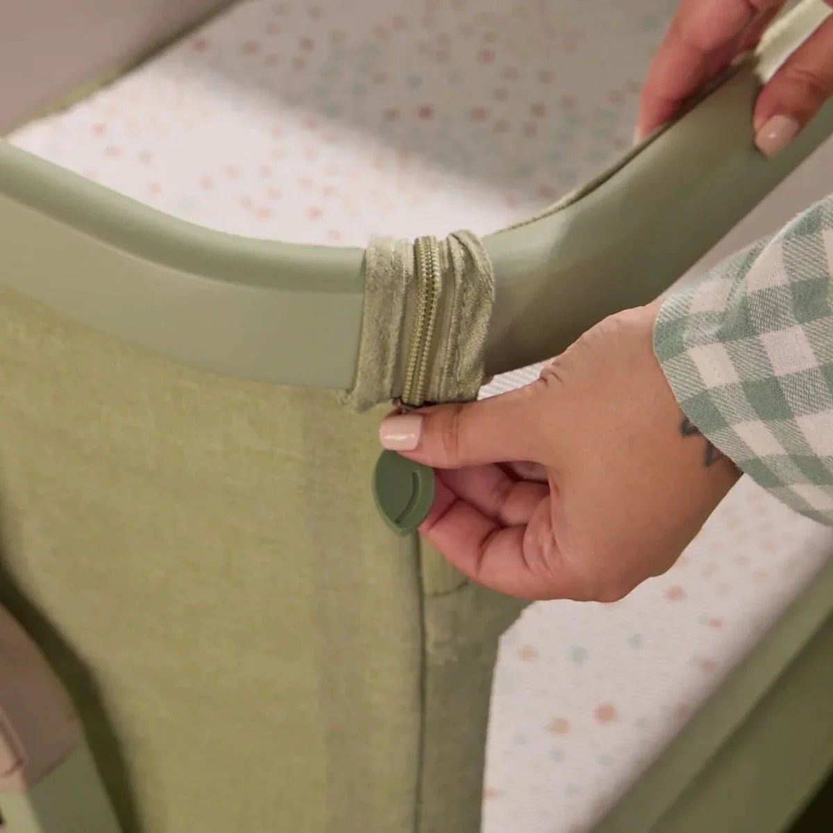 Tutti Bambini CoZee Zen Bedside Crib - Eucalyptus | Luxury Home Accessories | Heulog Glow