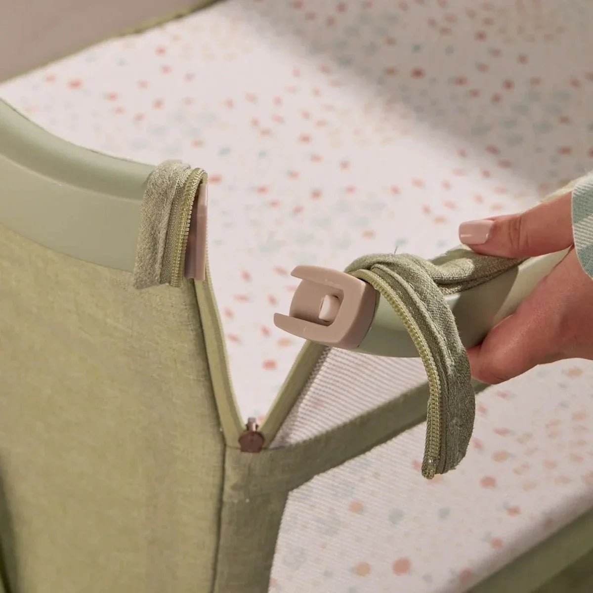 Tutti Bambini CoZee Zen Bedside Crib - Eucalyptus | Luxury Home Accessories | Heulog Glow