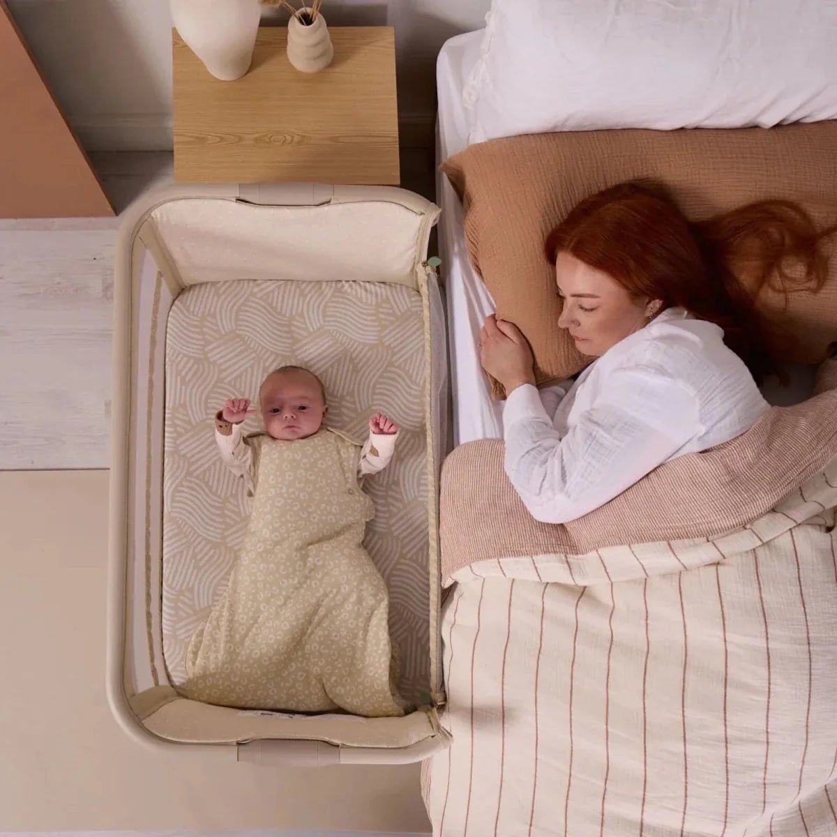 Tutti Bambini CoZee Zen Bedside Crib - Sand | Luxury Home Accessories | Heulog Glow