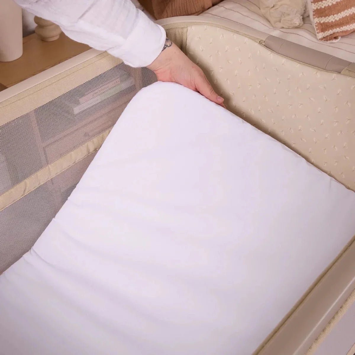 Tutti Bambini CoZee Zen Bedside Crib - Sand | Luxury Home Accessories | Heulog Glow