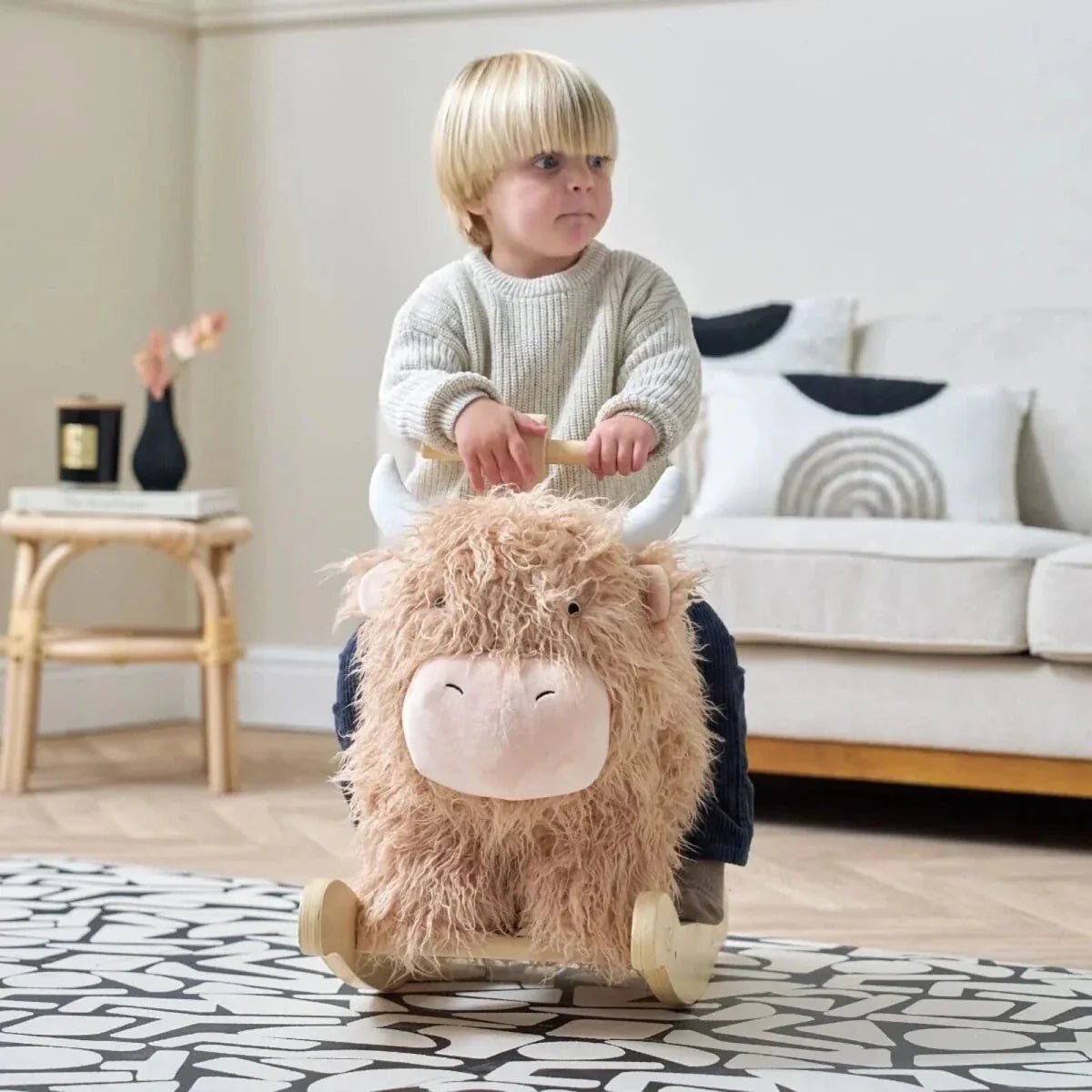 Tutti Bambini Douglas the Highland Cow Rocking Toy | Luxury Home Accessories | Heulog Glow
