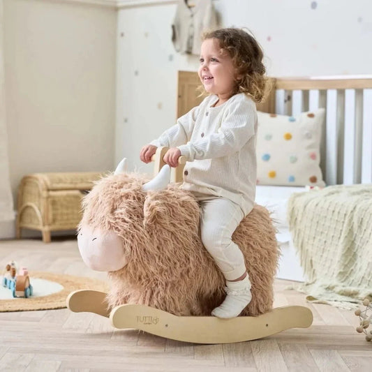 Tutti Bambini Douglas the Highland Cow Rocking Toy | Luxury Home Accessories | Heulog Glow