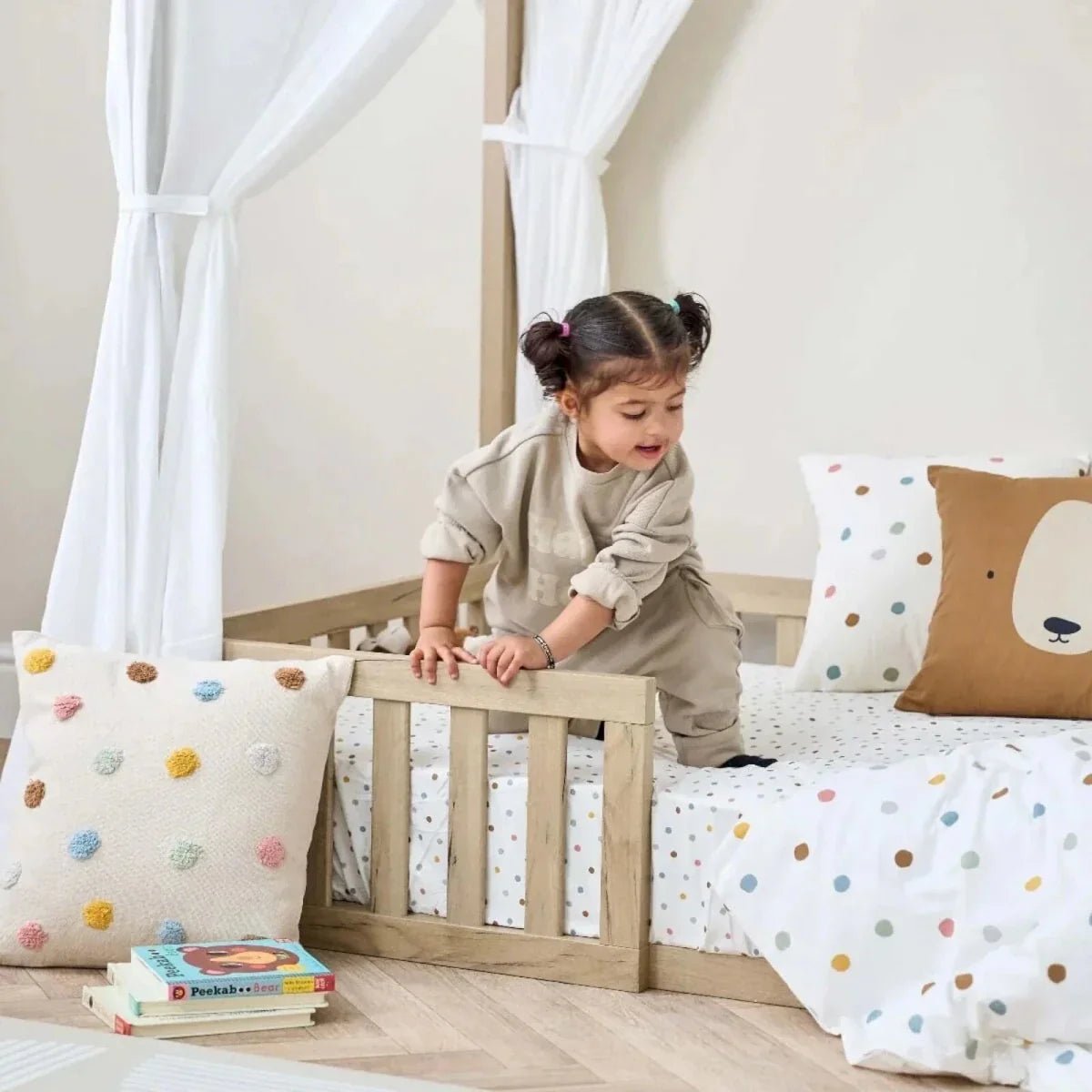 Tutti Bambini Grande Casa Montessori Toddler Floor Bed 90x200cm - Harvest Oak | Luxury Home Accessories | Heulog Glow