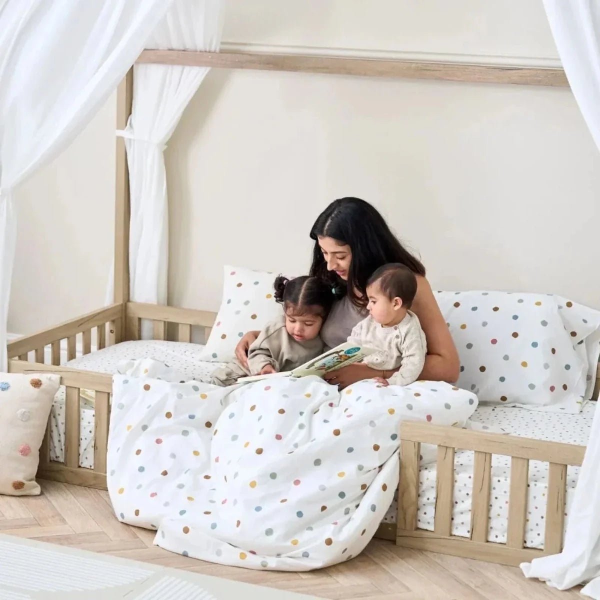 Tutti Bambini Grande Casa Montessori Toddler Floor Bed 90x200cm - Harvest Oak | Luxury Home Accessories | Heulog Glow