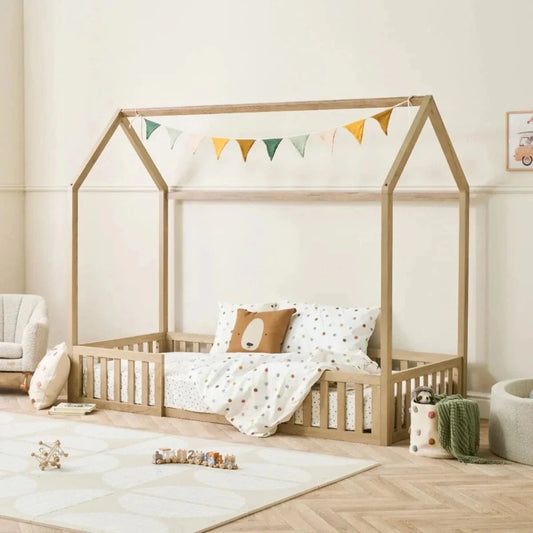 Tutti Bambini Grande Casa Montessori Toddler Floor Bed 90x200cm - Harvest Oak | Luxury Home Accessories | Heulog Glow