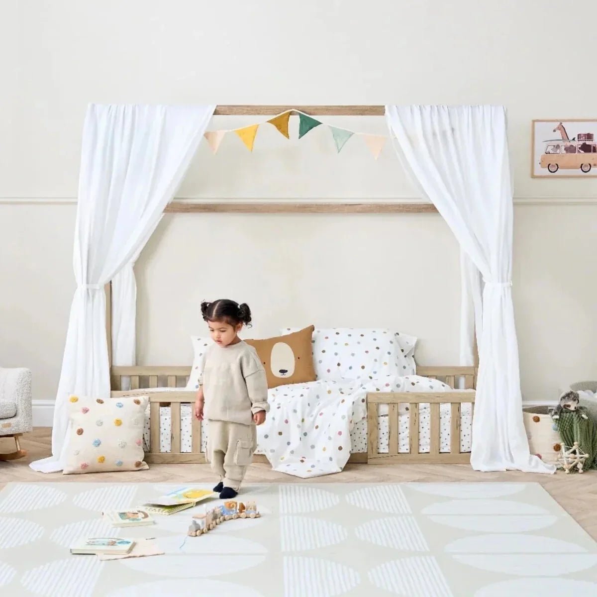Tutti Bambini Grande Casa Montessori Toddler Floor Bed 90x200cm - Harvest Oak | Luxury Home Accessories | Heulog Glow
