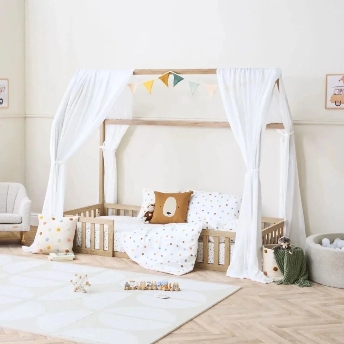 Tutti Bambini Grande Casa Montessori Toddler Floor Bed 90x200cm - Harvest Oak | Luxury Home Accessories | Heulog Glow