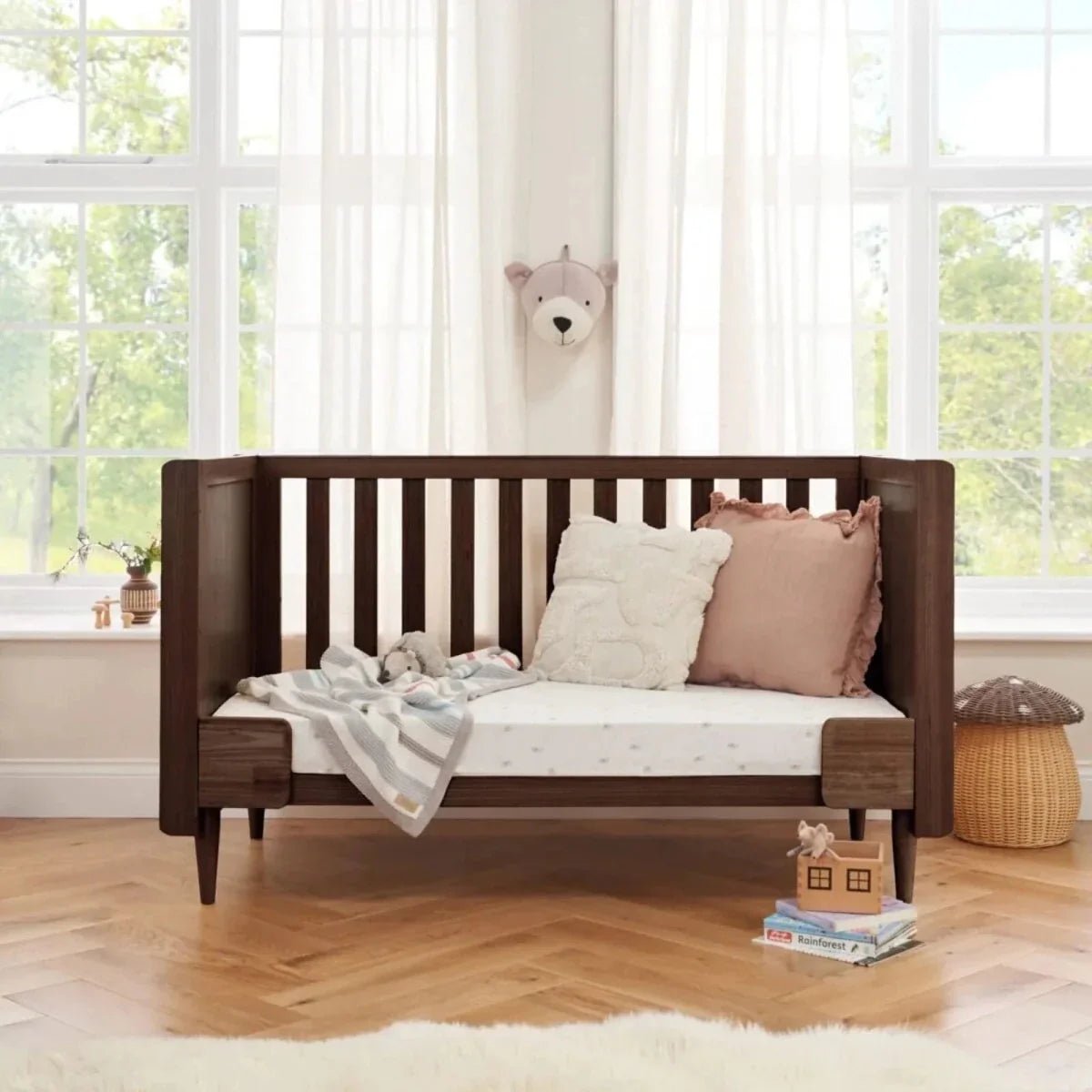 Tutti Bambini Japandi Cot Bed - Warm Walnut | Luxury Home Accessories | Heulog Glow