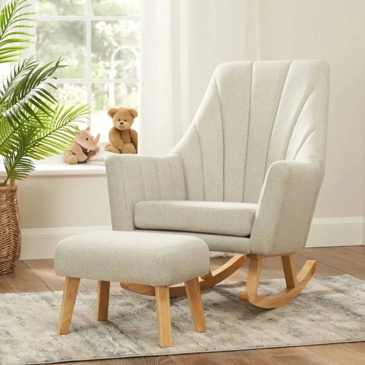 Tutti Bambini Jonah Rocking Chair & Foot Stool - Pebble | Luxury Home Accessories | Heulog Glow