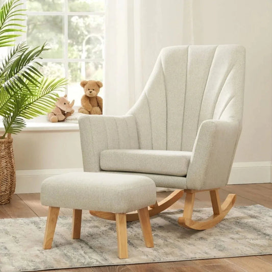 Tutti Bambini Jonah Rocking Chair & Foot Stool - Pebble | Luxury Home Accessories | Heulog Glow
