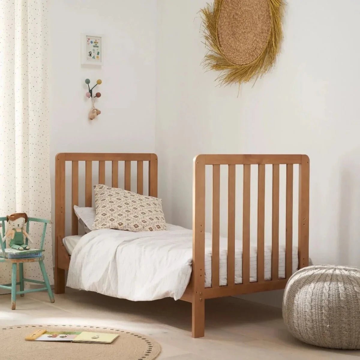 Tutti Bambini Malmo Cot Bed with Rio 3 pcs Furniture Set - Dove Grey/Honey Oak | Luxury Home Accessories | Heulog Glow