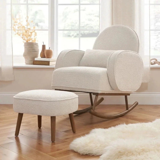 Tutti Bambini Micah Rocking Chair & Footstool - Boucle Fresh Cream | Luxury Home Accessories | Heulog Glow