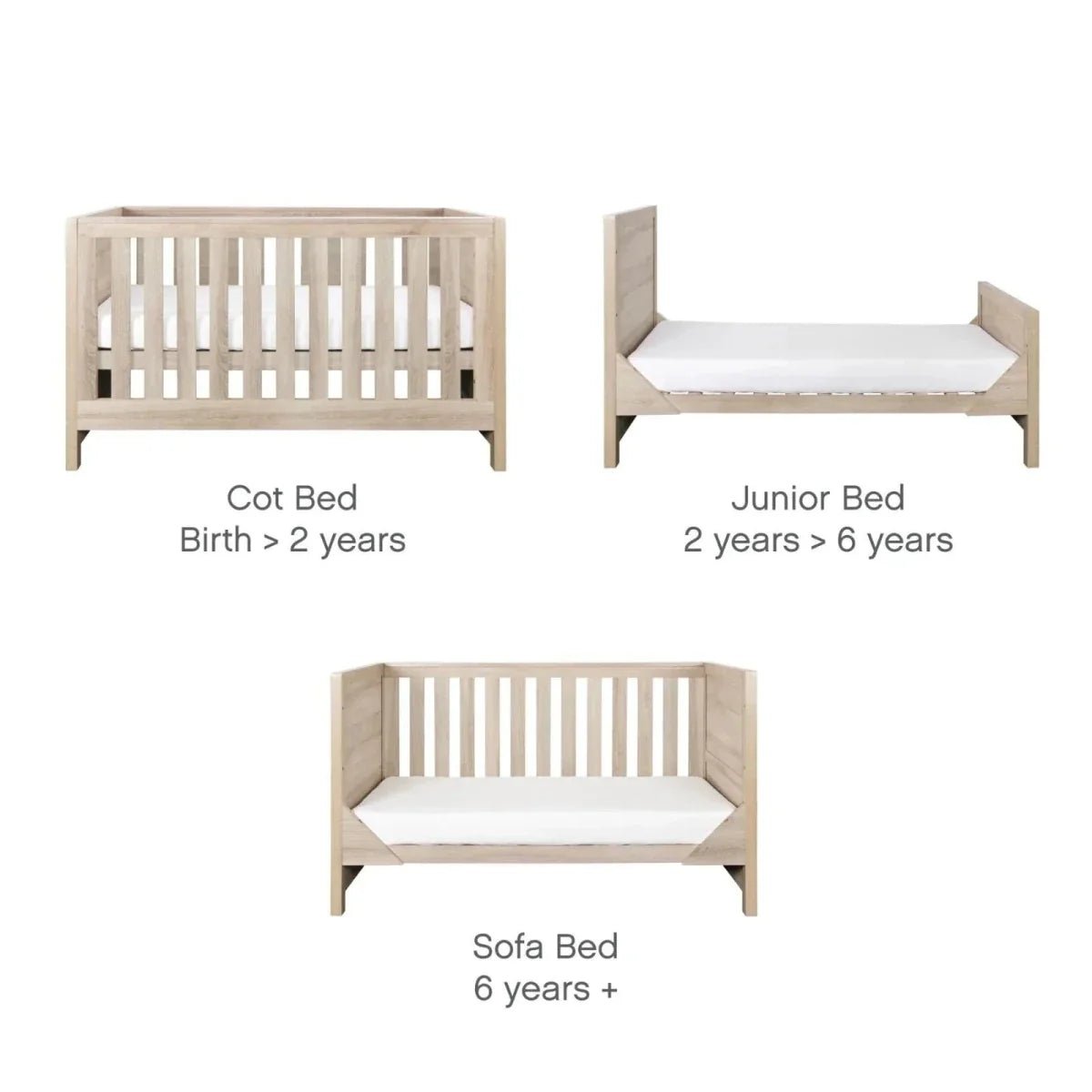 Tutti Bambini Modena 3-in-1 Cot Bed - Oak | Luxury Home Accessories | Heulog Glow