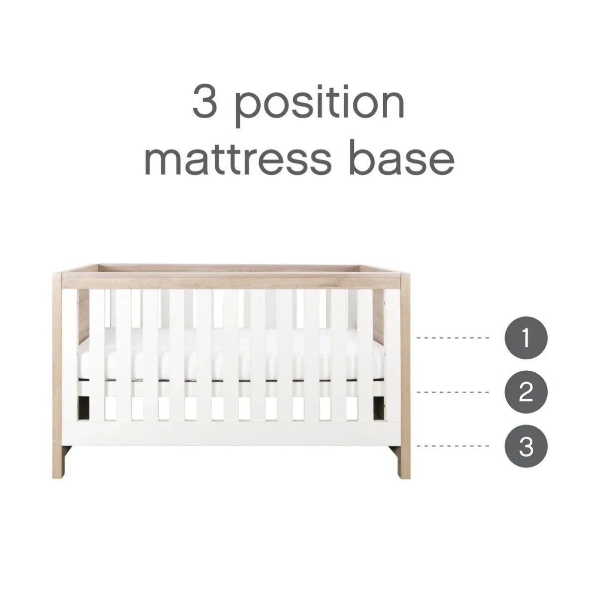 Tutti Bambini Modena 3-in-1 Cot Bed - White/Oak | Luxury Home Accessories | Heulog Glow