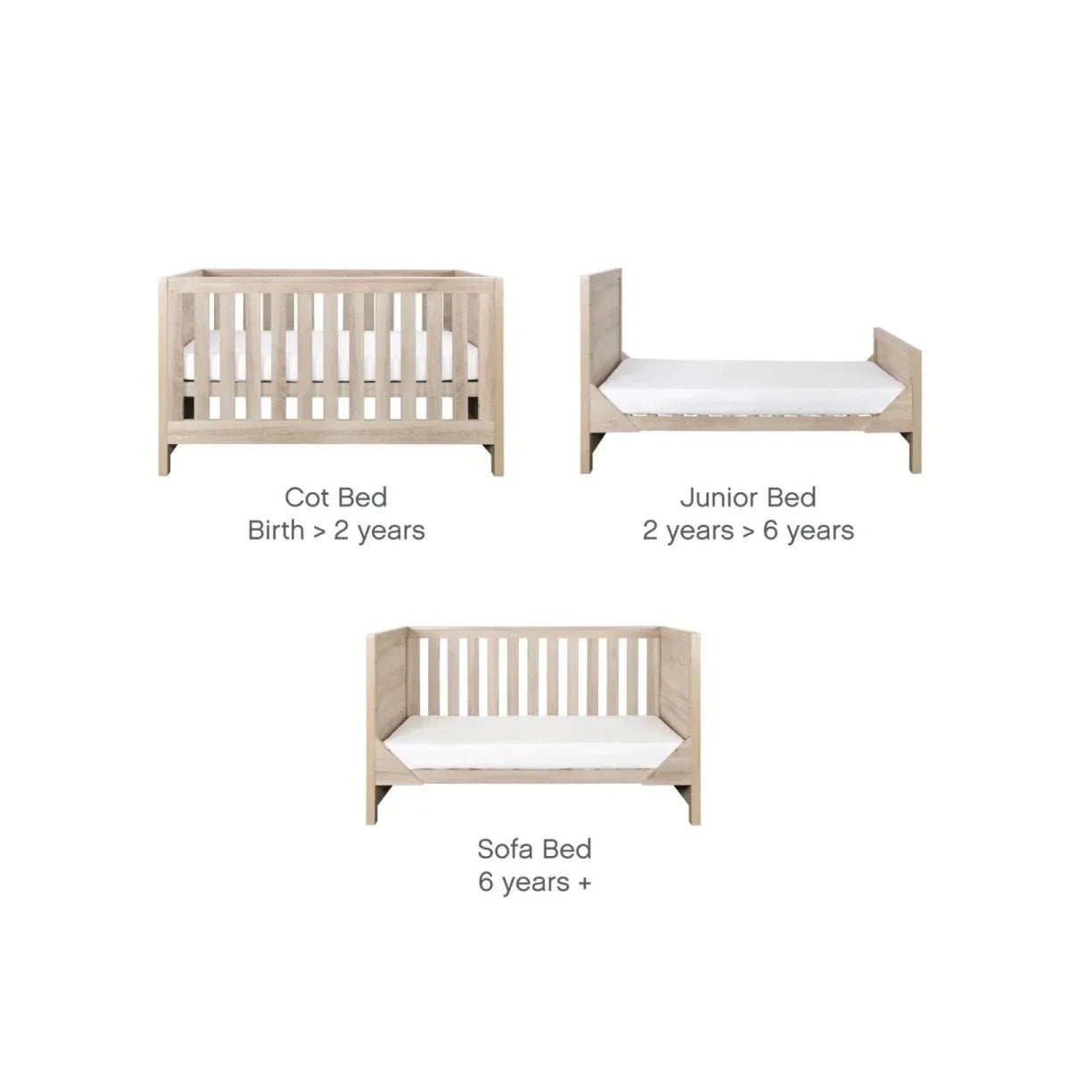 Tutti Bambini Modena 3 Piece Room Set with Sprung Fibre Mattress - Oak | Luxury Home Accessories | Heulog Glow