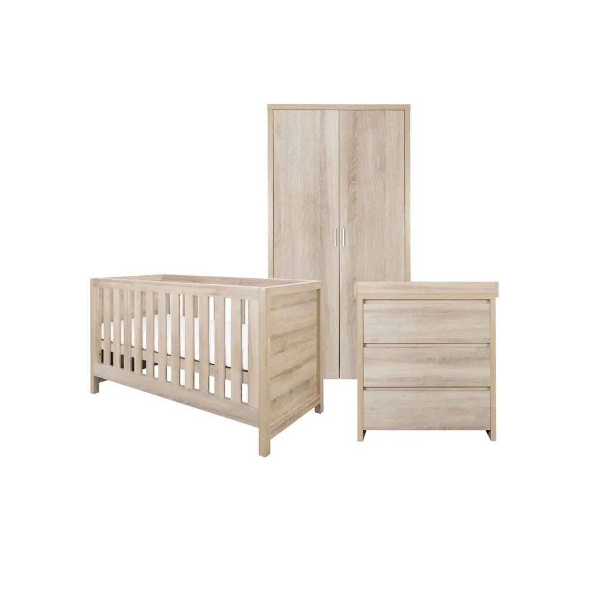 Tutti Bambini Modena 3 Piece Room Set with Sprung Fibre Mattress - Oak | Luxury Home Accessories | Heulog Glow