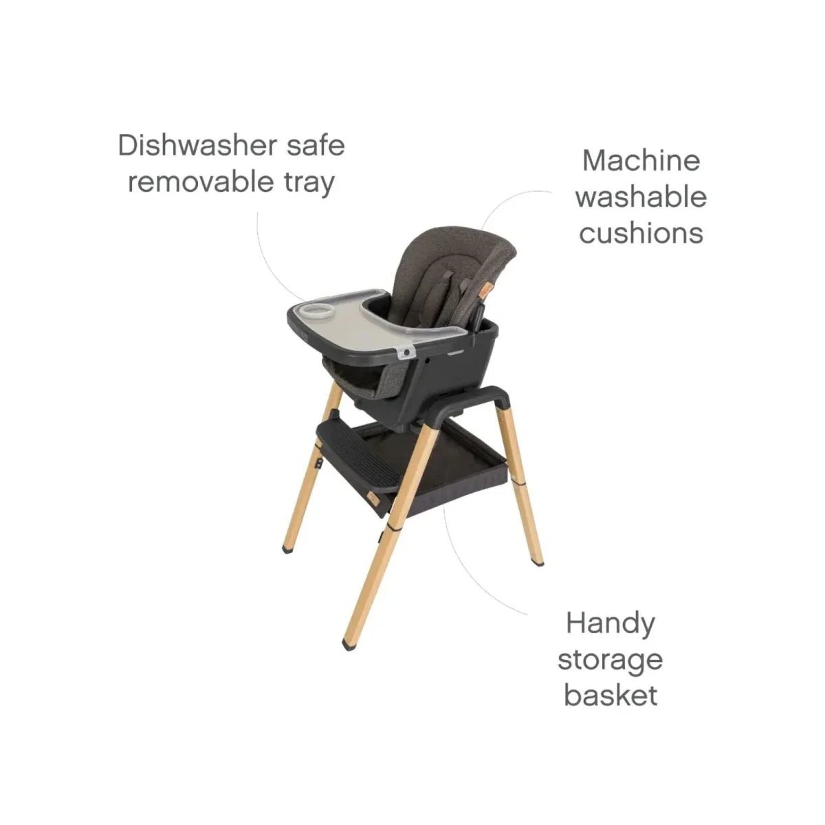 Tutti Bambini Nova Evolutionary Highchair - Grey/Oak | Luxury Home Accessories | Heulog Glow
