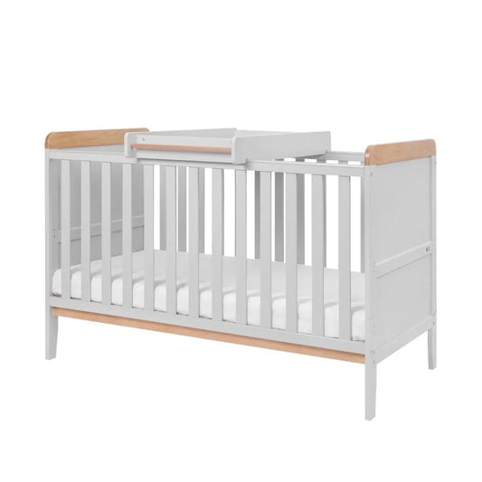 Tutti Bambini Rio Cot Bed with Cot Top Changer & Mattress - Dove Grey/Honey Oak | Luxury Home Accessories | Heulog Glow