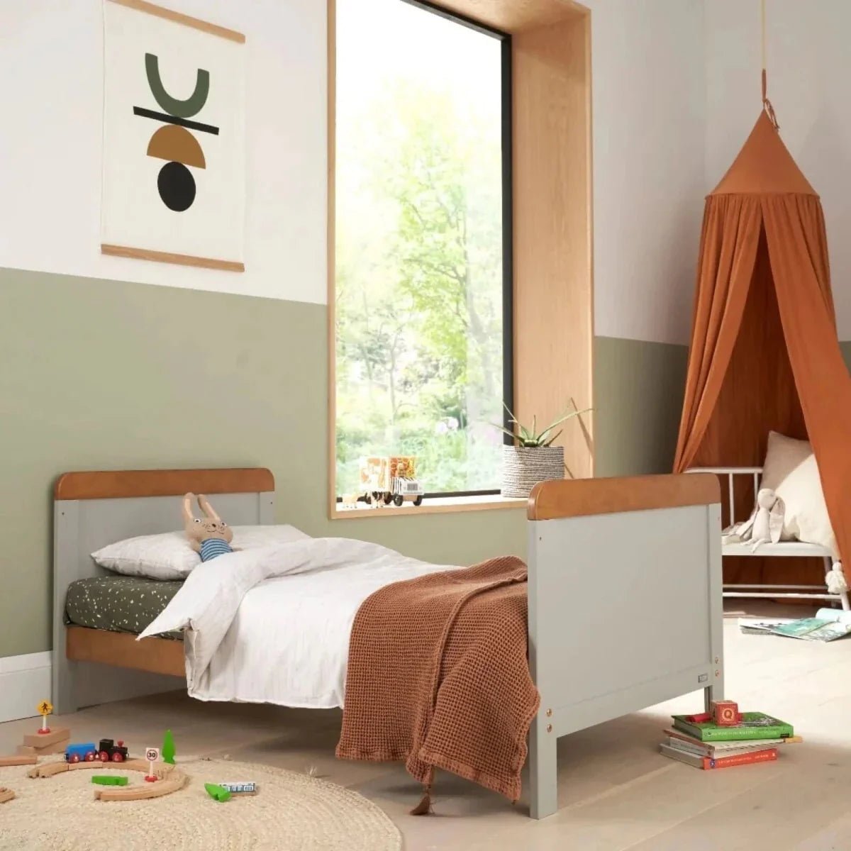 Tutti Bambini Rio Cot Bed with Cot Top Changer & Mattress - Dove Grey/Honey Oak | Luxury Home Accessories | Heulog Glow