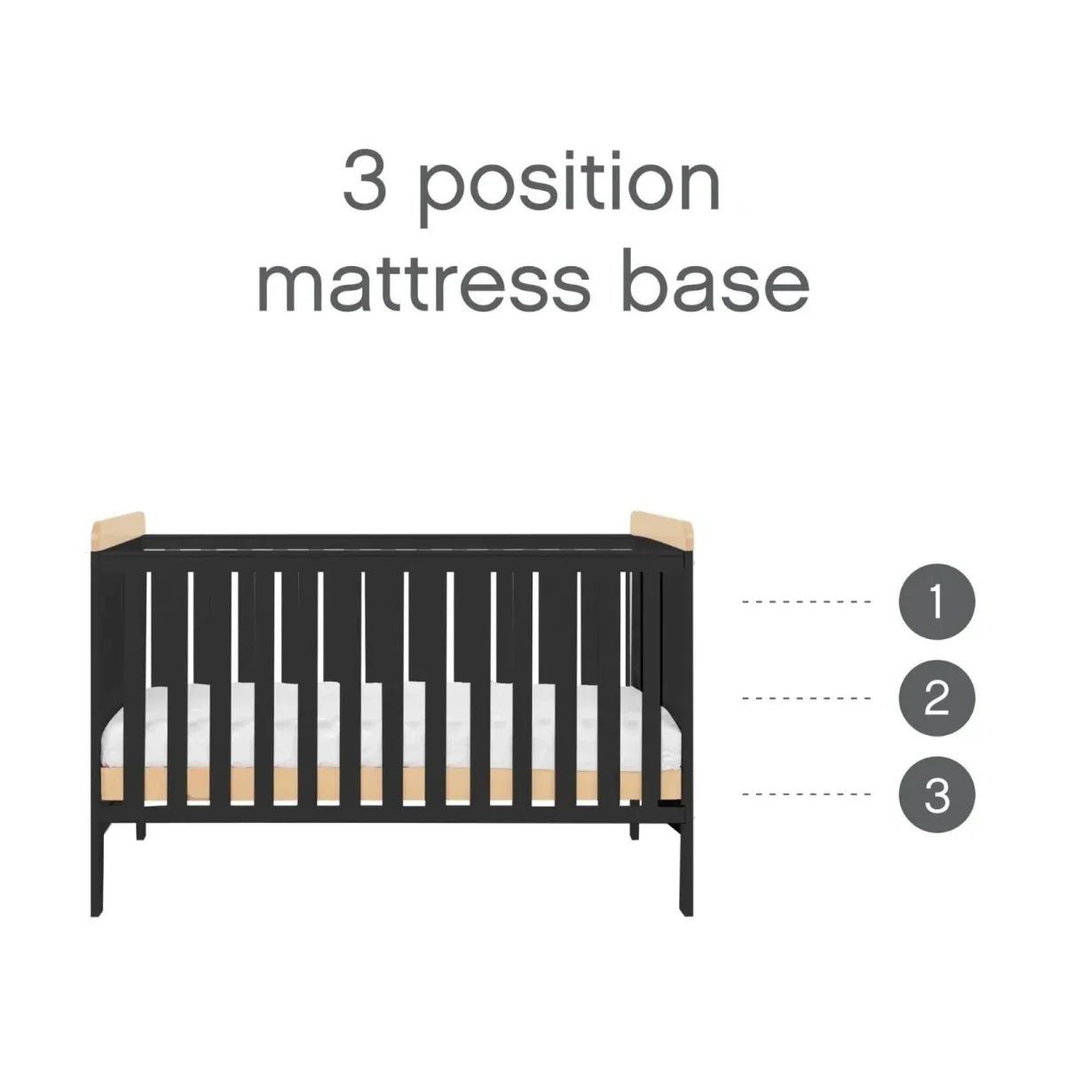 Tutti Bambini Rio Cot Bed with Cot Top Changer & Mattress - Slate/Honey Oak | Luxury Home Accessories | Heulog Glow