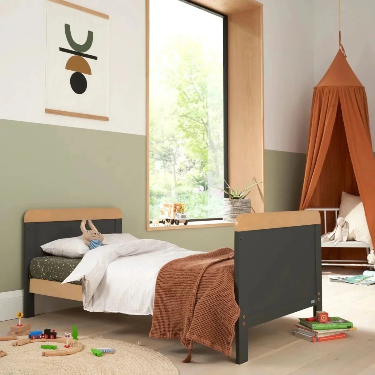 Tutti Bambini Rio Cot Bed with Cot Top Changer & Mattress - Slate/Honey Oak | Luxury Home Accessories | Heulog Glow