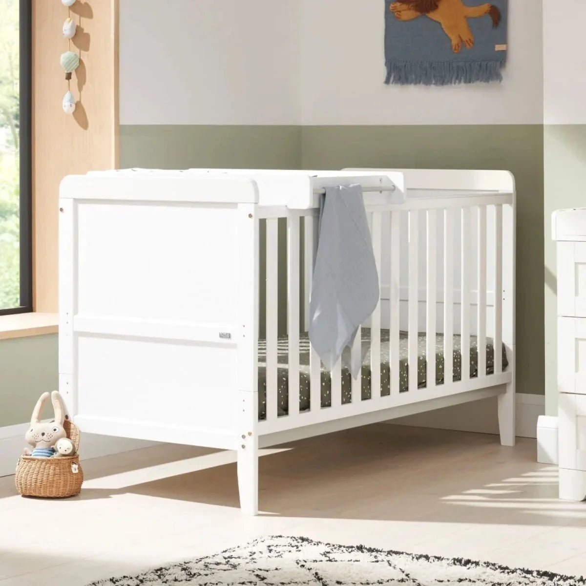Tutti Bambini Rio Cot Bed with Cot Top Changer & Mattress - White | Luxury Home Accessories | Heulog Glow