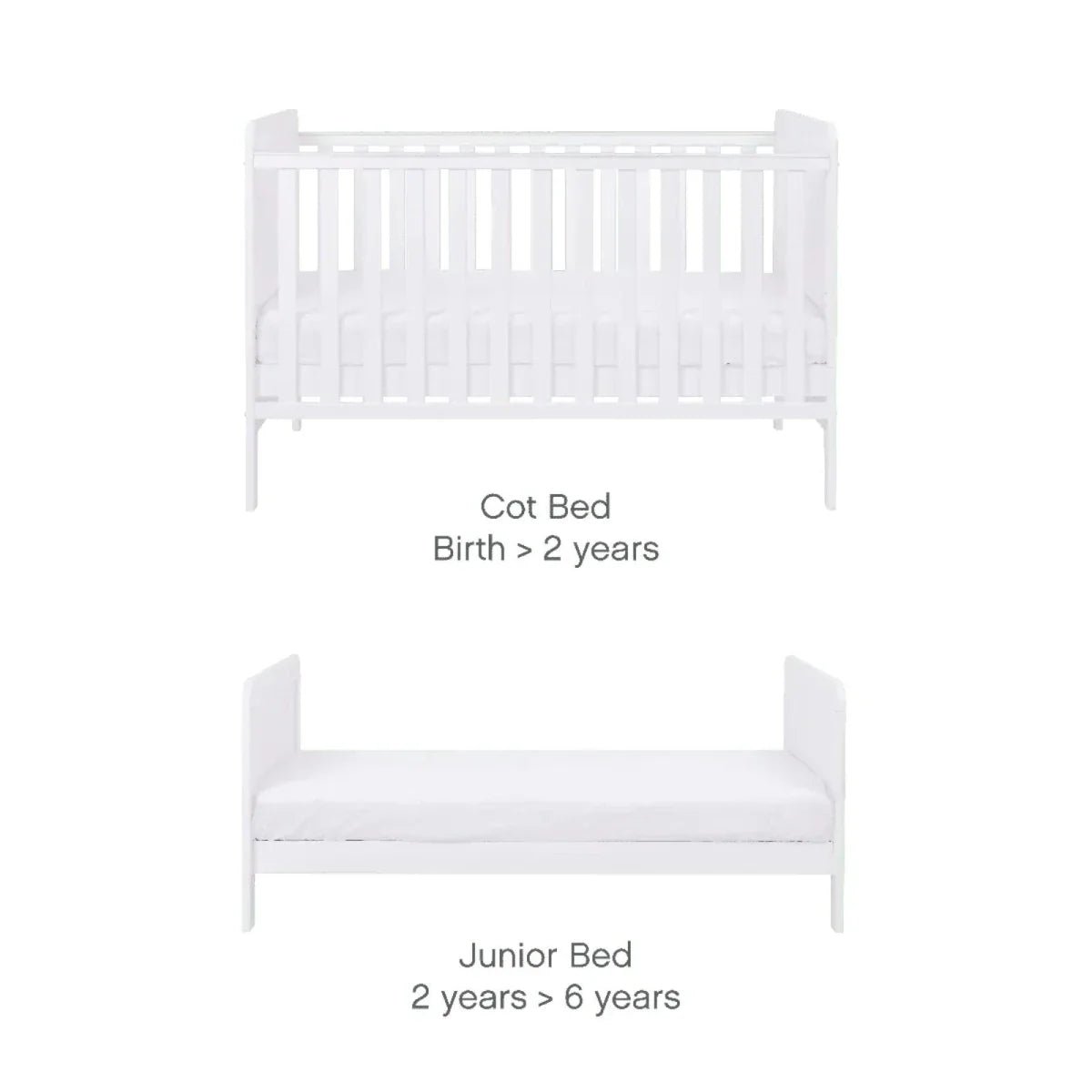 Tutti Bambini Rio Cot Bed with Cot Top Changer & Mattress - White | Luxury Home Accessories | Heulog Glow