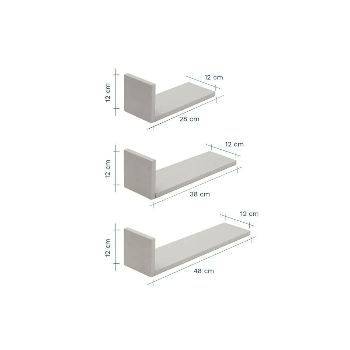 Tutti Bambini Rio Set of Three L-Shaped Wall Shelves - Dove Grey | Luxury Home Accessories | Heulog Glow