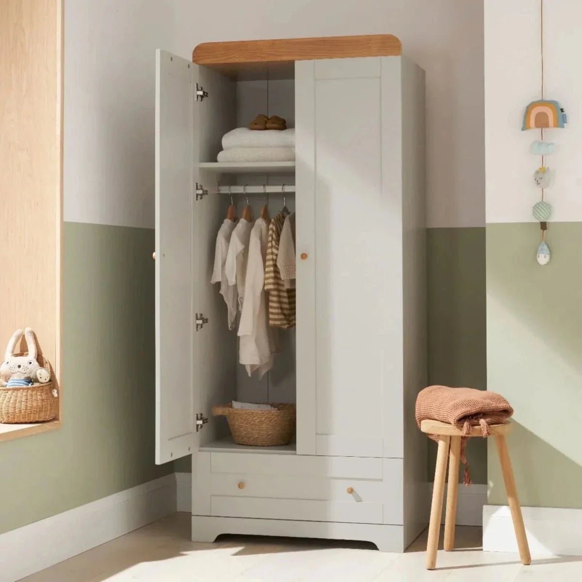 Tutti Bambini Rio Wardrobe - Dove Grey/Honey Oak | Luxury Home Accessories | Heulog Glow