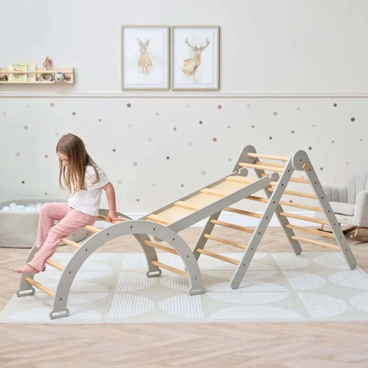 Tutti Bambini Scala Montessori 3-in-1 Pikler Climbing Frame with Climbing Wall - Mushroom | Luxury Home Accessories | Heulog Glow