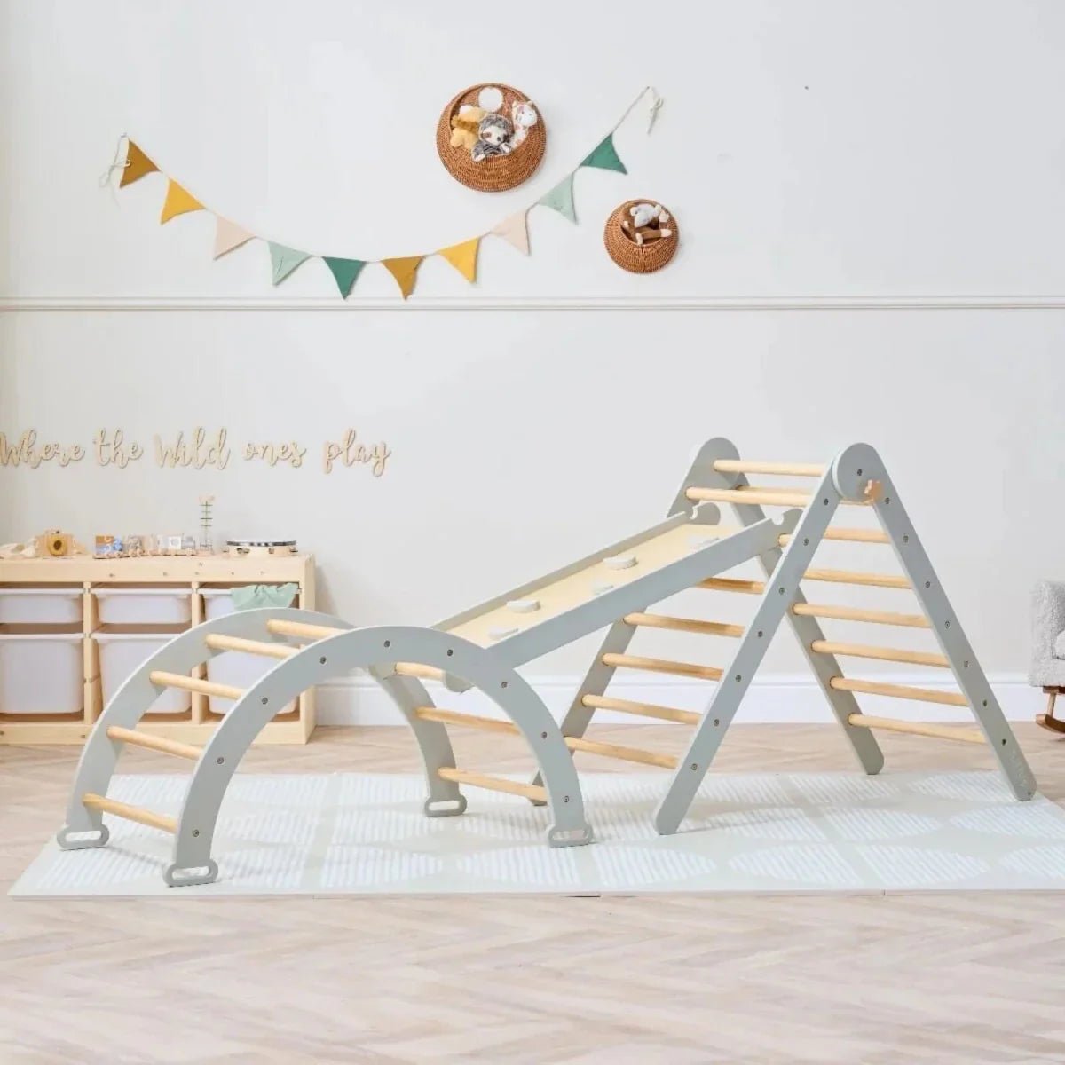 Tutti Bambini Scala Montessori 3-in-1 Pikler Climbing Frame with Climbing Wall - Mushroom | Luxury Home Accessories | Heulog Glow