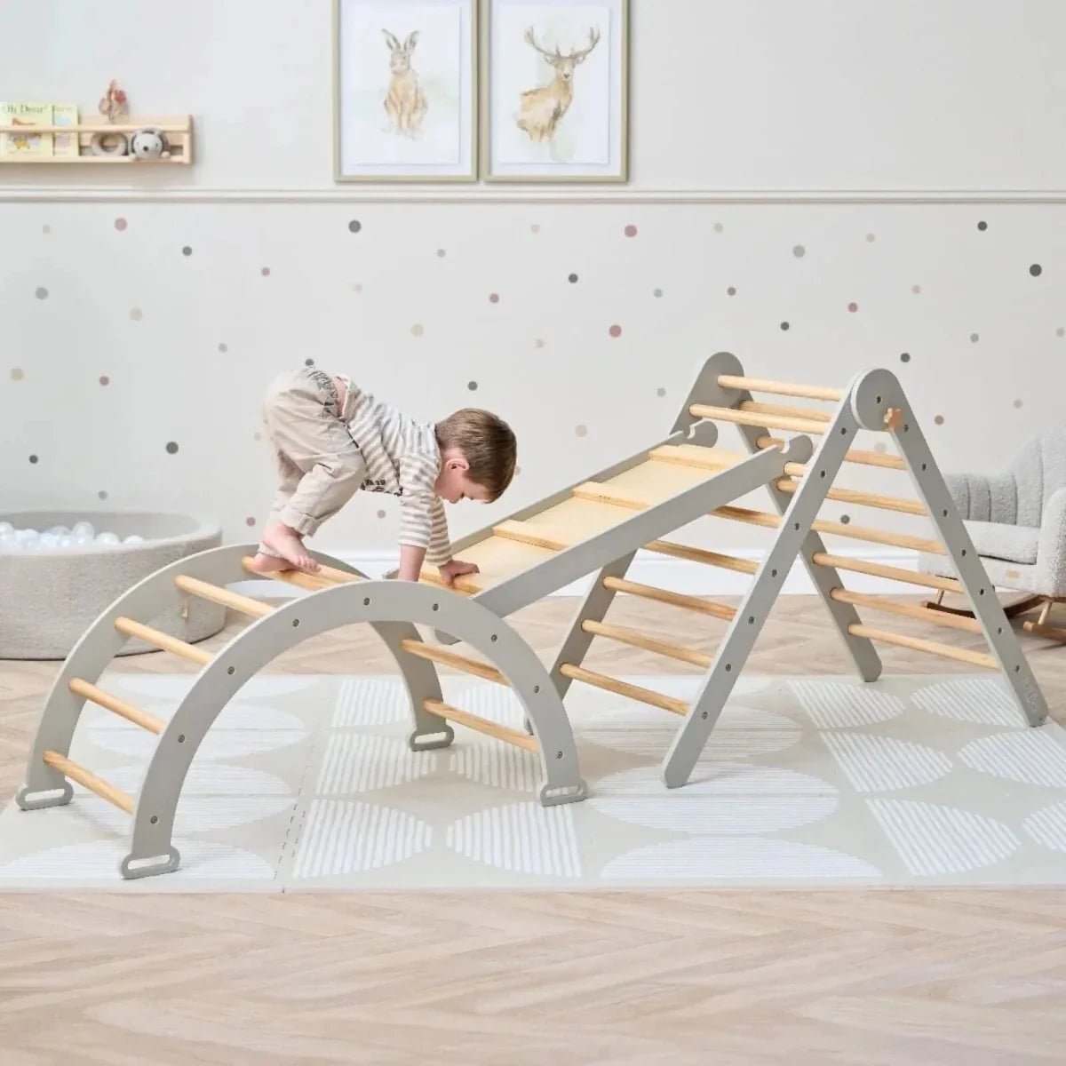 Tutti Bambini Scala Montessori 3-in-1 Pikler Climbing Frame with Climbing Wall - Mushroom | Luxury Home Accessories | Heulog Glow