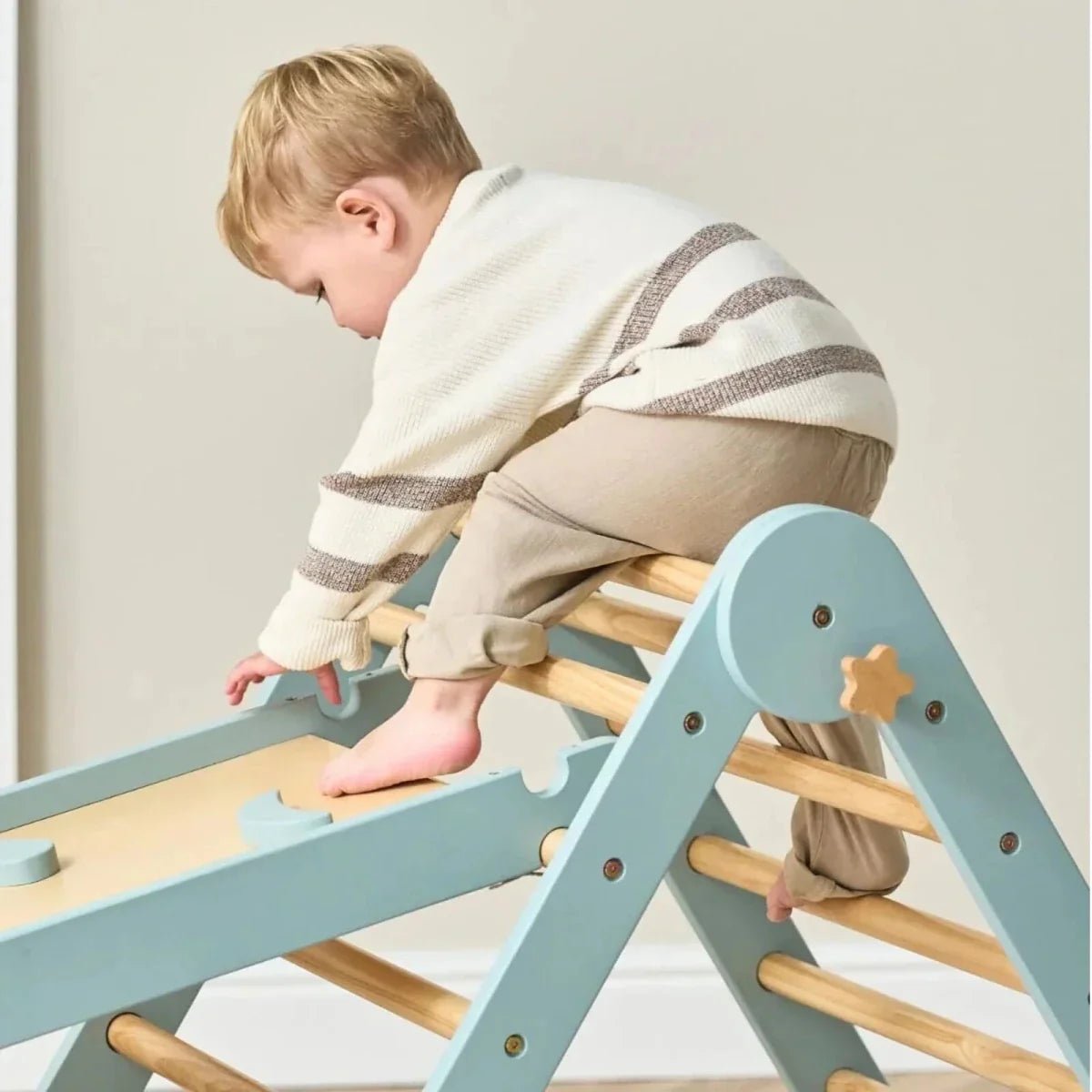 Tutti Bambini Scala Montessori 3-in-1 Pikler Climbing Frame with Climbing Wall - Ocean Stone | Luxury Home Accessories | Heulog Glow